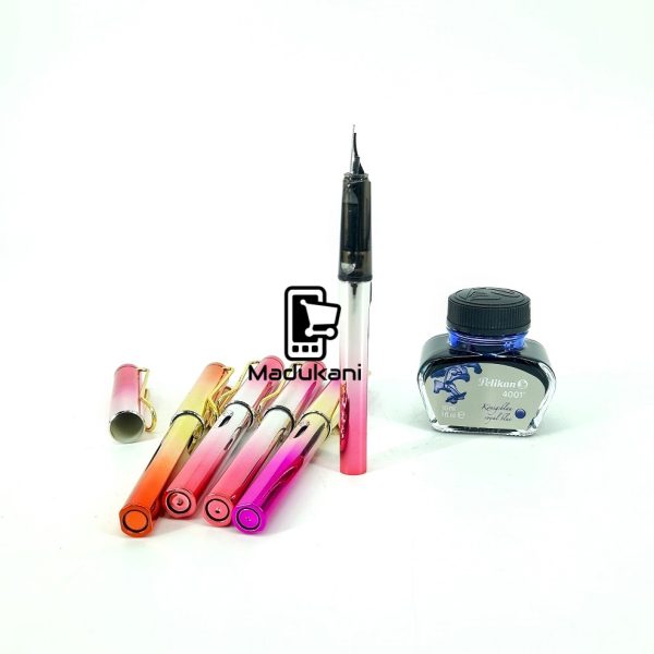 5PCS Premium Fountain Pens and Pelican 4001 Royal Blue Ink